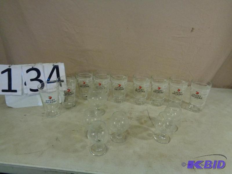 lot 134 image: 9 Angry Orchard Glasses and More....