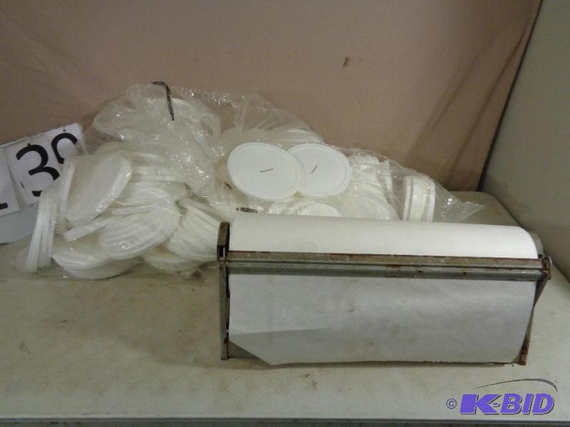 lot 139 image: Large Paper Dispenser and Plastic Lids with S...