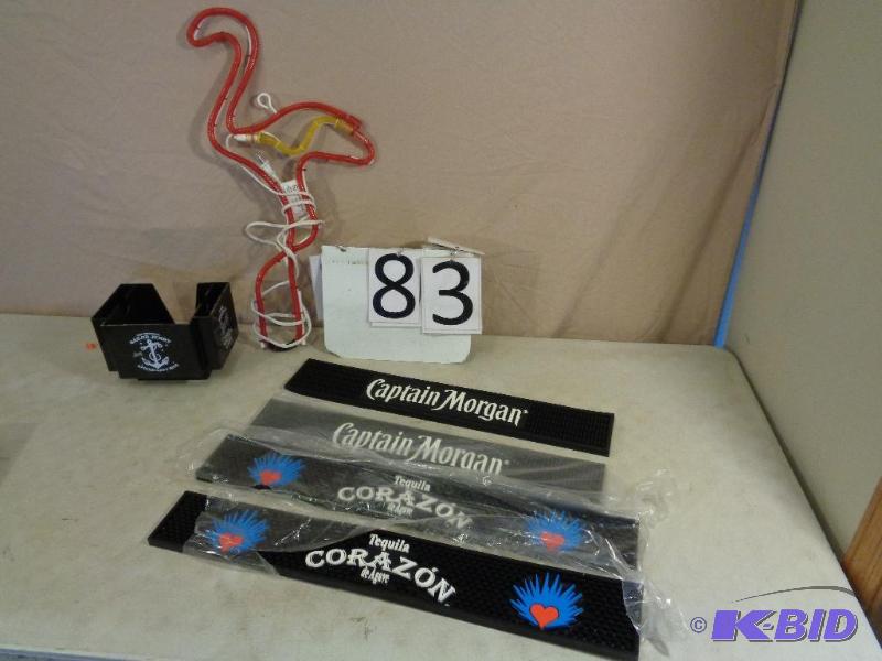 lot 83 image: Assorted New Bar Mats, Lighted Flamingo (test...