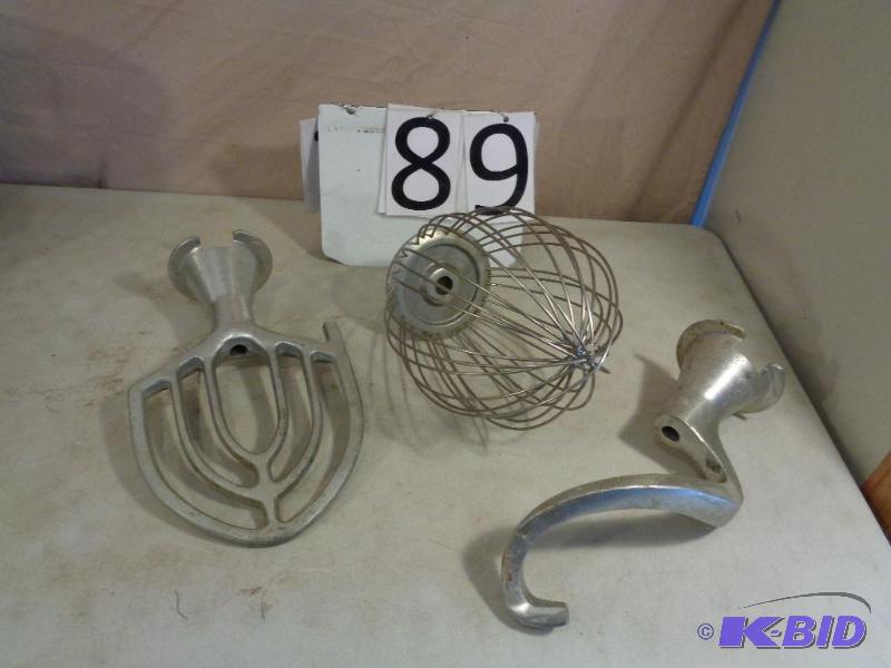 lot 89 image: 20 Qt Mixing Hook, Whisk, and Paddle. Came of...