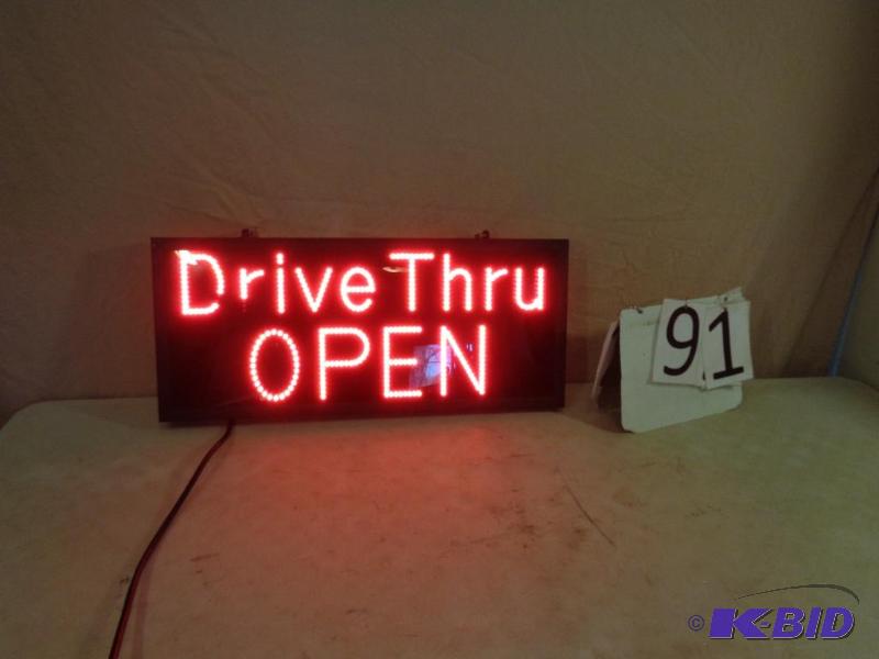 lot 91 image: Drive Thru Open LED Sign. Can be solid or fla...