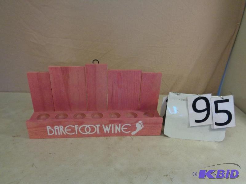 lot 95 image: Wood Barefoot Wine Shelf....
