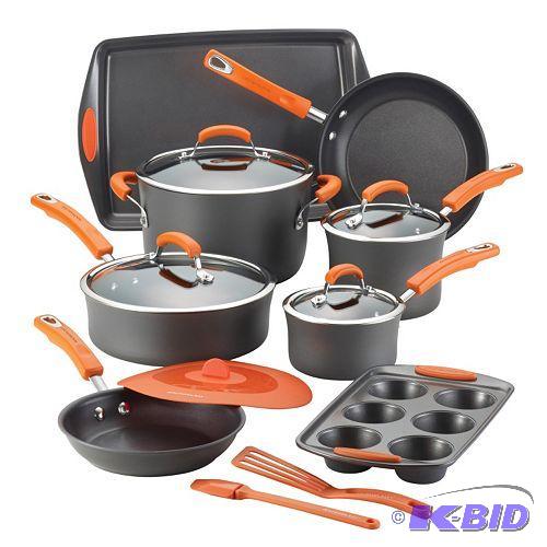 lot 113 image: Rachael Ray 15-pc. Hard-Anodized II Nonstick Cookware Set