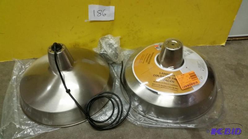 lot 186 image: Lot of 2 - 1 Light Brush Nickel Lamp