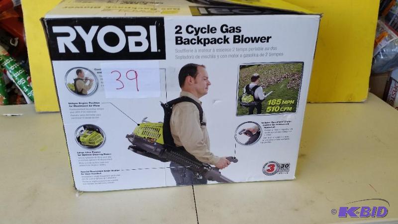 lot 39 image: Ryobi 2 cycle Gas Backpack Blower