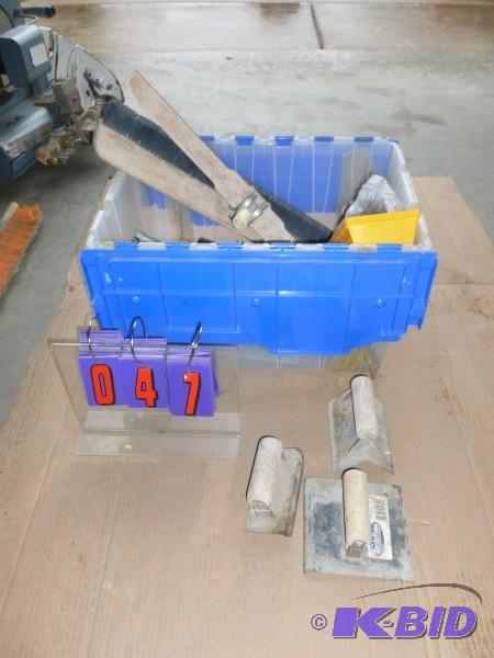 Container of cement trowels and forming tools...