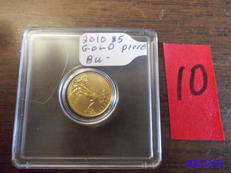 2010 $5 Gold Piece 110 Oz. .999 Fine Solid G...