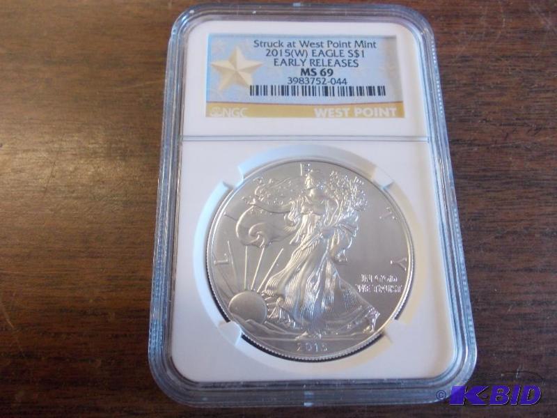 2015 Silver Eagle MS 69 Graded...