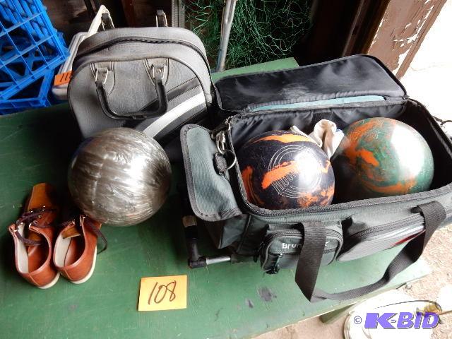 lot 108 image: 2 Sets of Bowling Balls and case and shoes
