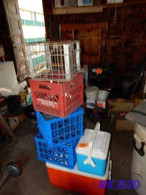 lot 110 image: 2 Coolers, 5 Milk Crates