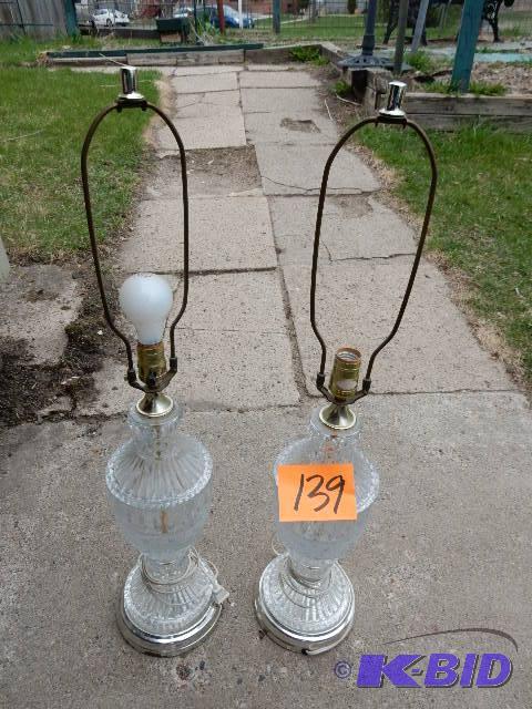 lot 139 image: 2 Cut Glass Table lamps