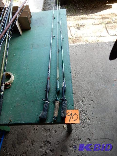 lot 90 image: 3 Fishing Rods, no reel