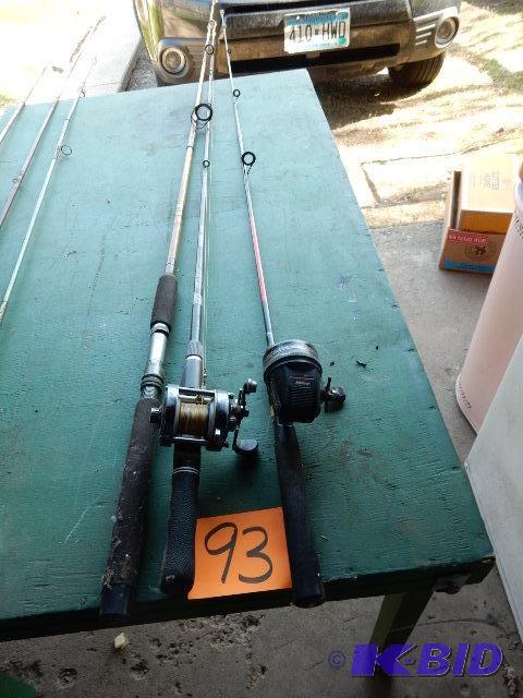 lot 93 image: 2 Fishing Rods and Reels, 1 Fising Rood