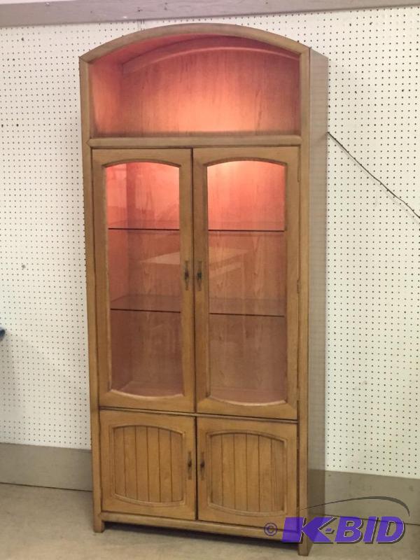 Lighted Break Front Curio Cabinet