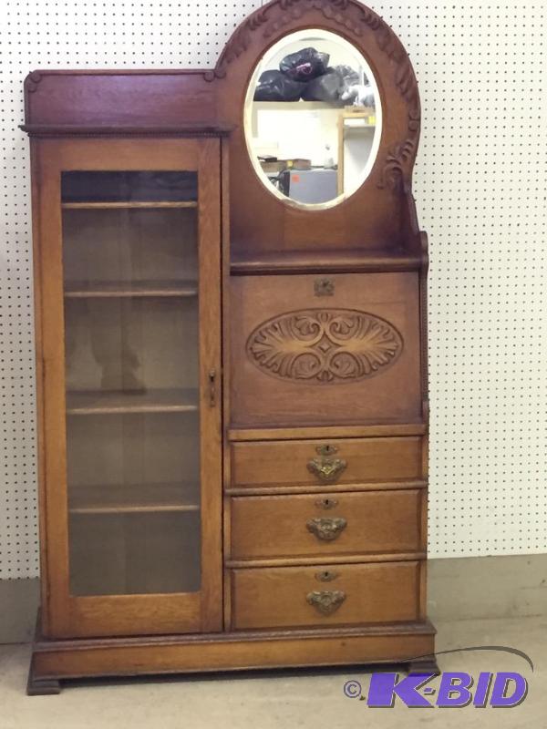 Antique Drop Down Secretary with Attached Bookcase