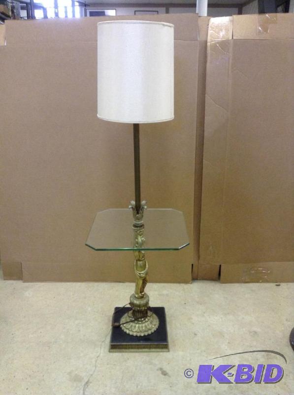 Ornate Woman & Glass Floor Lamp