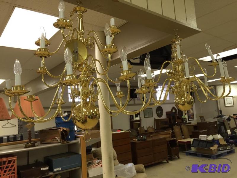 Pair of Brass Chandeliers