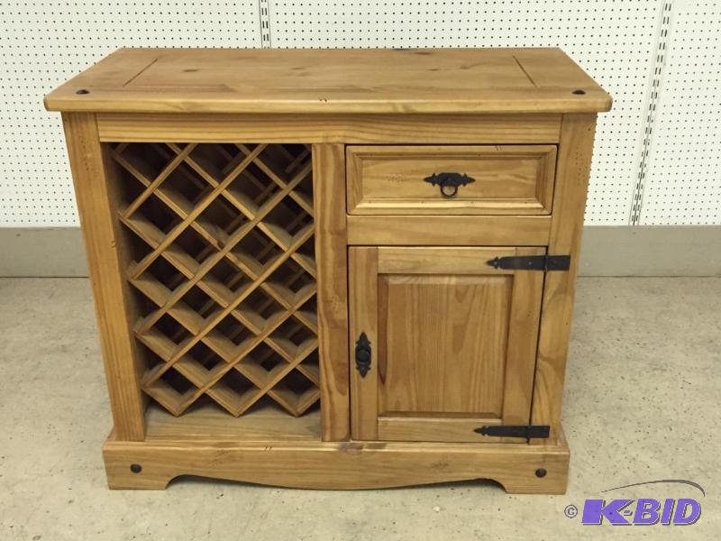 Natural Pine Wine BarWine Rack