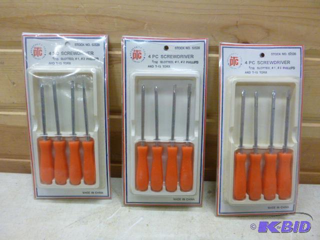 lot 110 image: 3 PTC 4 Piece Screwdriver Sets...