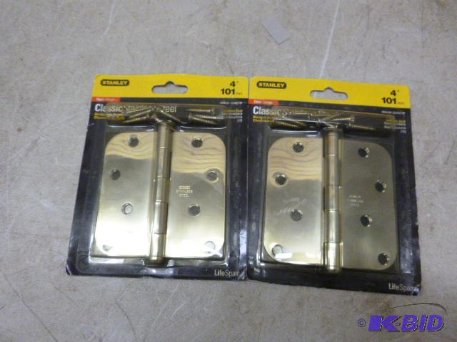 lot 129 image: 2 Stanley 4" Stainless Steel Hinges...