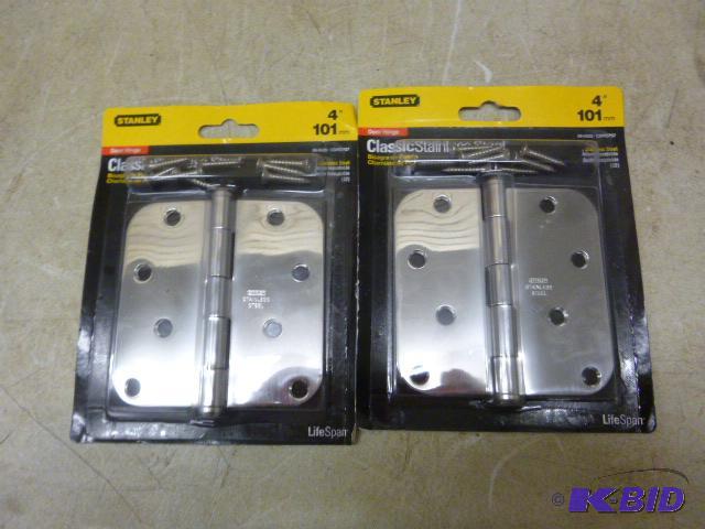 lot 130 image: 2 Stanley 4" Stainless Steel Hinges...