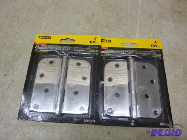lot 132 image: 2 Stanley 4" Stainless Steel Hinges...