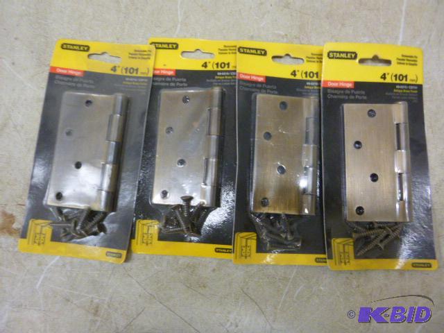 lot 133 image: 4 Stanley 4" Antique Brass Finish Hinges...