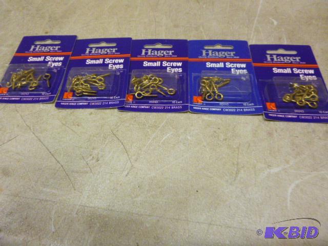 lot 140 image: 5 Packs of 10 Small Screw Eyes 34"...