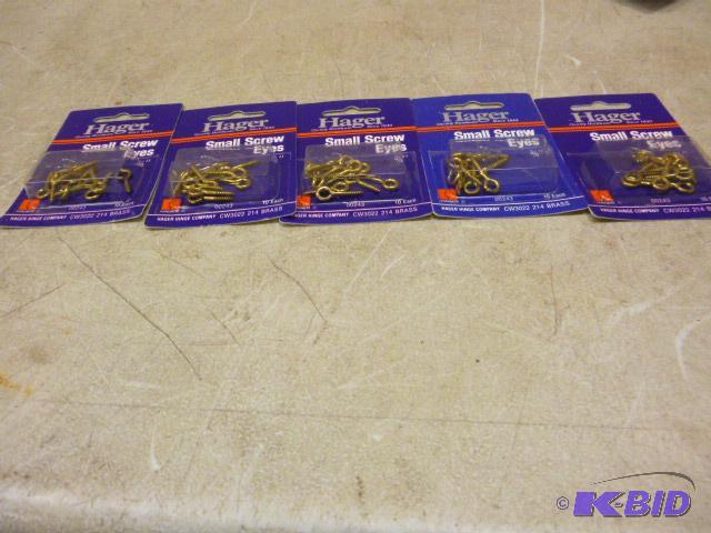 lot 141 image: 5 Packs of 10 Small Screw Eyes 34"...