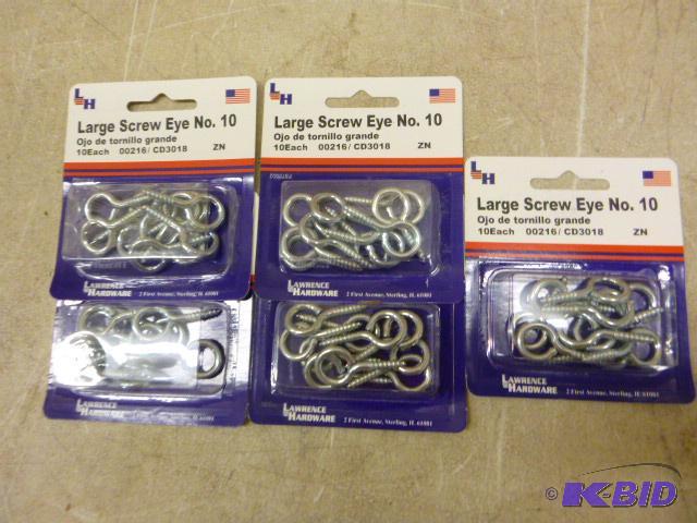 lot 146 image: 5 Packs of 10 #10 Large Screw Eyes...