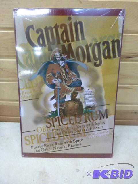lot 150 image: Metal Captain Morgan Sign 18" X 12"...