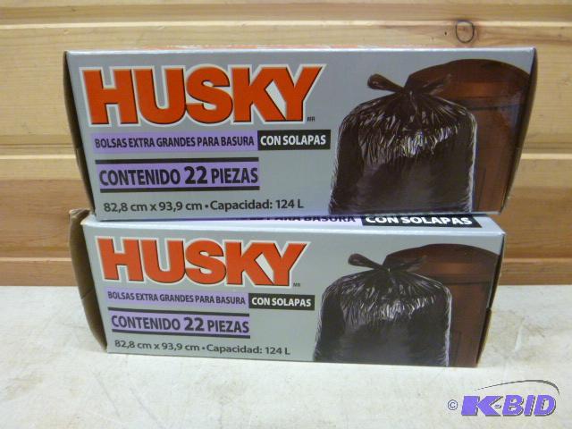 lot 153 image: 2 Boxes of Husky Flap Tie Trash Bags 33 gallo...