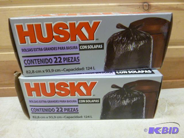 lot 155 image: 2 Boxes of Husky Flap Tie Trash Bags 33 gallo...