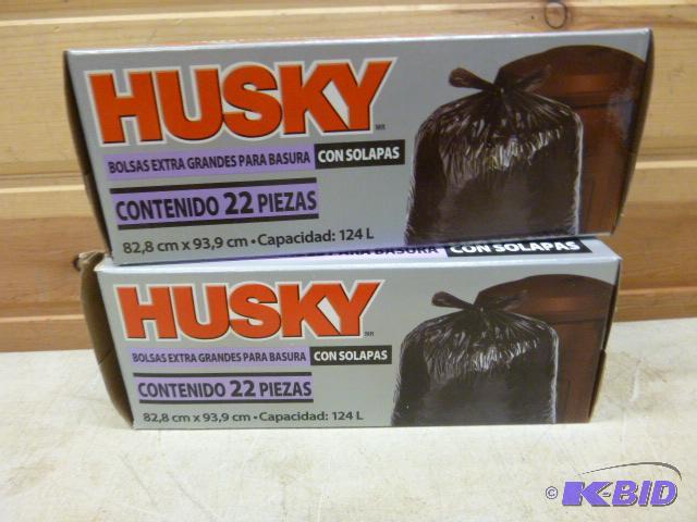 lot 156 image: 2 Boxes of Husky Flap Tie Trash Bags 33 gallo...