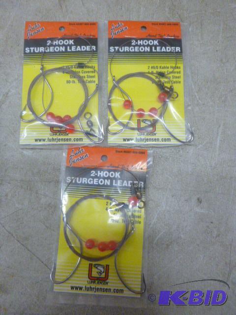 lot 387 image: 3 Luhr Jensen 2 Hook Sturgeon Leaders #6 Kahl...