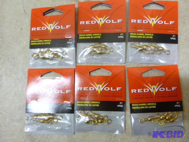 lot 395 image: 6 Packs of 4 Red Wolf #1 Brass Barrel Swivels...