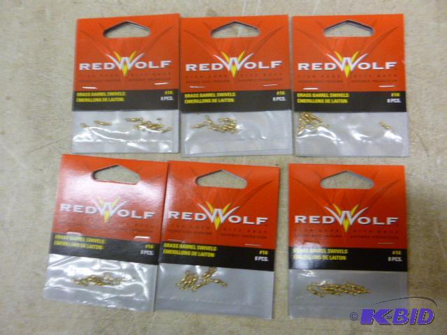 lot 396 image: 6 Packs of 8 Red Wolf #14 Brass Barrel Swivel...