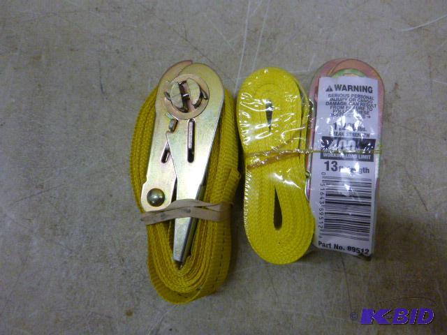 lot 61 image: 2 Ratchet Straps 13 length, 1,200 lb. break ...