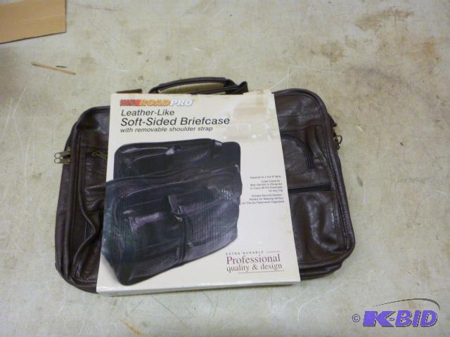 lot 82 image: Road Pro Leather-Like Soft-Sided Brief Case W...