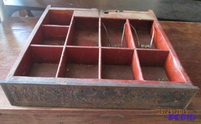 lot 52 image: Antique cash drawer. Dated 1919...
