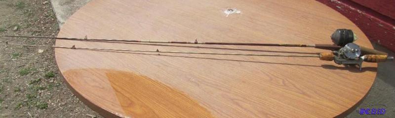 lot 81 image: Pair of fishing poles. 1 Zebco, the other Sou...