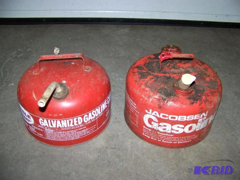 lot 28 image: (2) Glavanized, Gasoline  Gas Cans  Containers