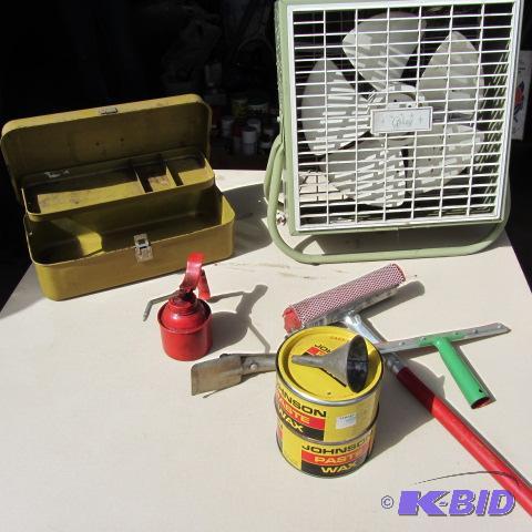 Box Fan, Oil Can, Paste Wax
