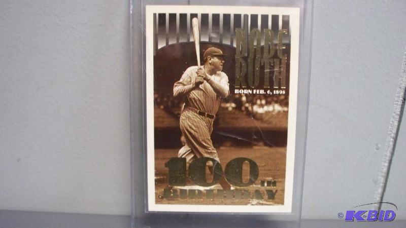 lot 17 image: 1995 Topps Babe Ruth 100th birthday card...