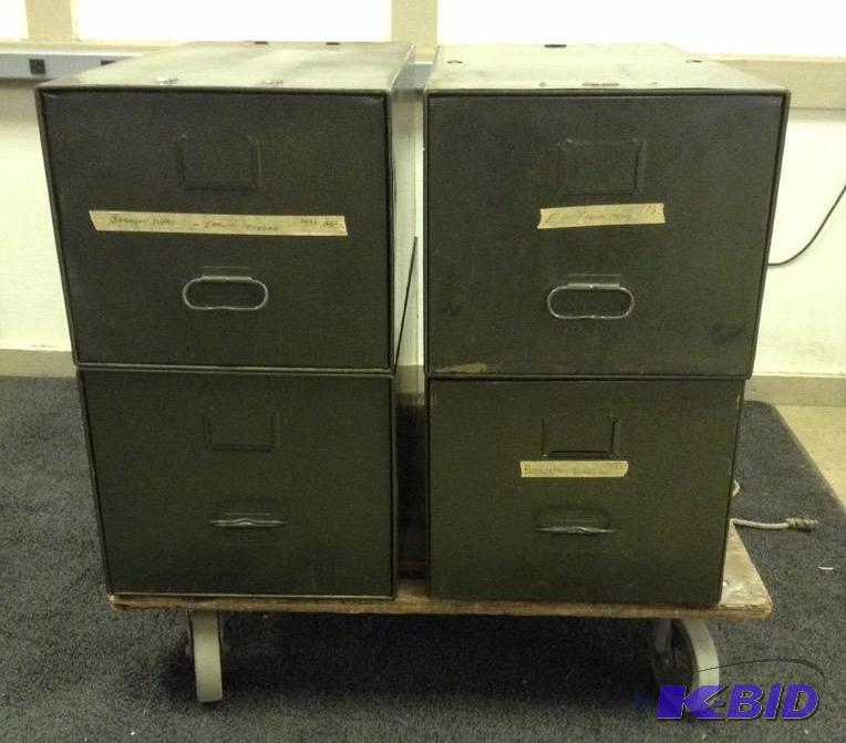 lot 33 image: 4 Metal Storage Bins with Content
