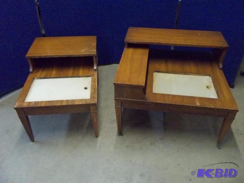 2 Matching End Tables with Marble Inset (no marble pieces)