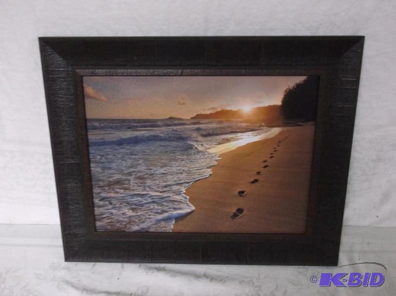 Beautiful framed footprints in the sand print...