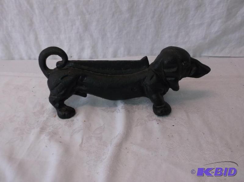 Vintage Cast iron wiener dog boot scraper me...