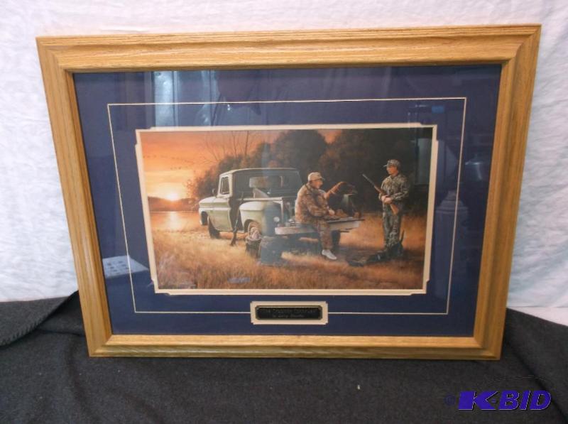 Beautiful solid oak double matted framed prin...