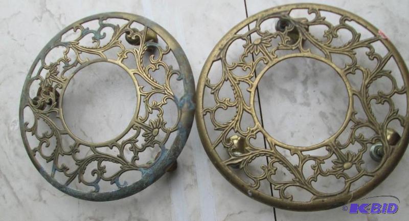 lot 103 image: 2 metal Plant or other decorative item bases ...